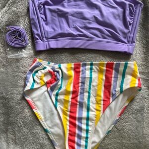Xhilaration Purple and Multicolor Bikini Set